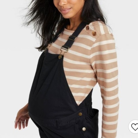 (8)- The Nines by HATCH™ Sleeveless Classic Cotton Twill Maternity Jumpsuit - Picture 4 of 11